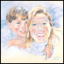 Portrait of mother and son in pastel