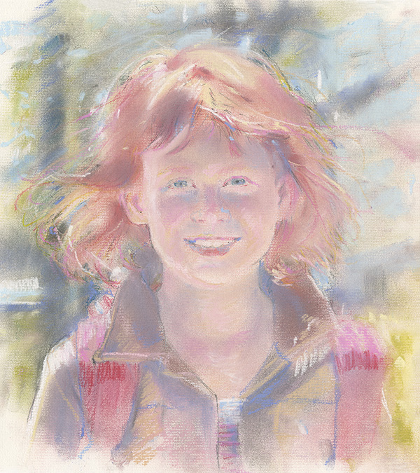 Portrait of a red-headded girl in pastel