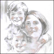 Family portrait in charcoal.